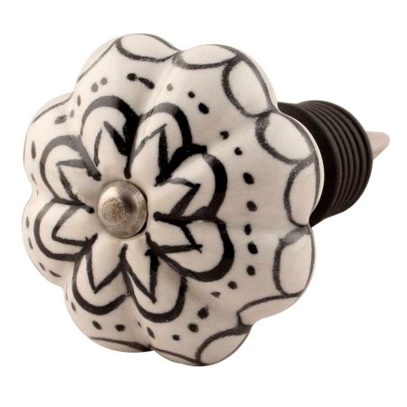Black Flower Ceramic Wine Stopper